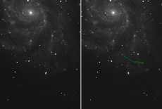 Before and after images of supernova PTF 11kly