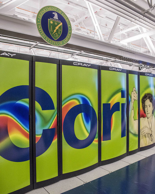 Cori Supercomputer below the seal of the U.S. Department of Energy