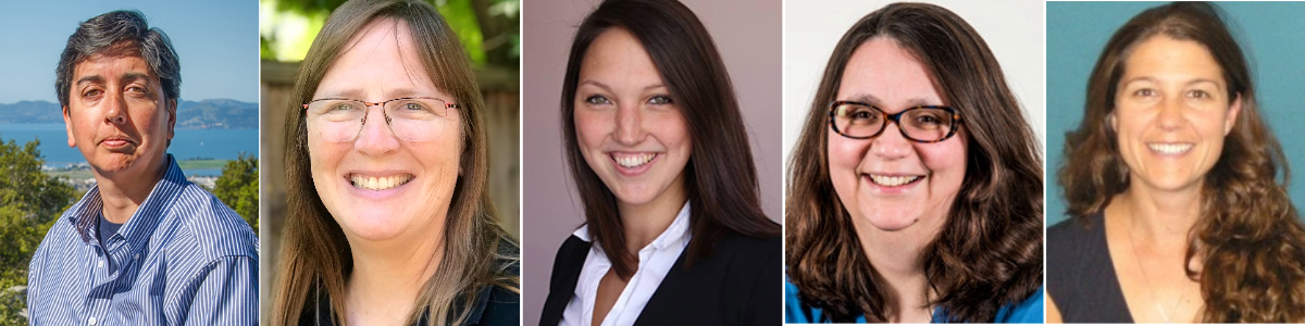 Five headshots of the women who are this year's IDEA Award Mentorship honorees.