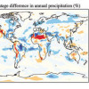 Color world map shows where annual precipitation is higher because of flowering plants.