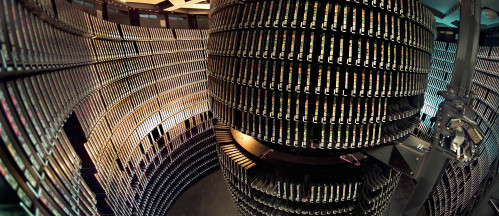 Interior panoramic of NERSC&#039;s HPSS round storage silo, circa 2010.