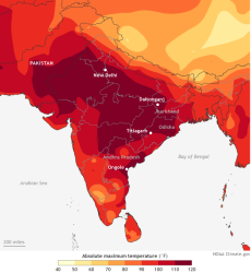 Color coded India heatwave map