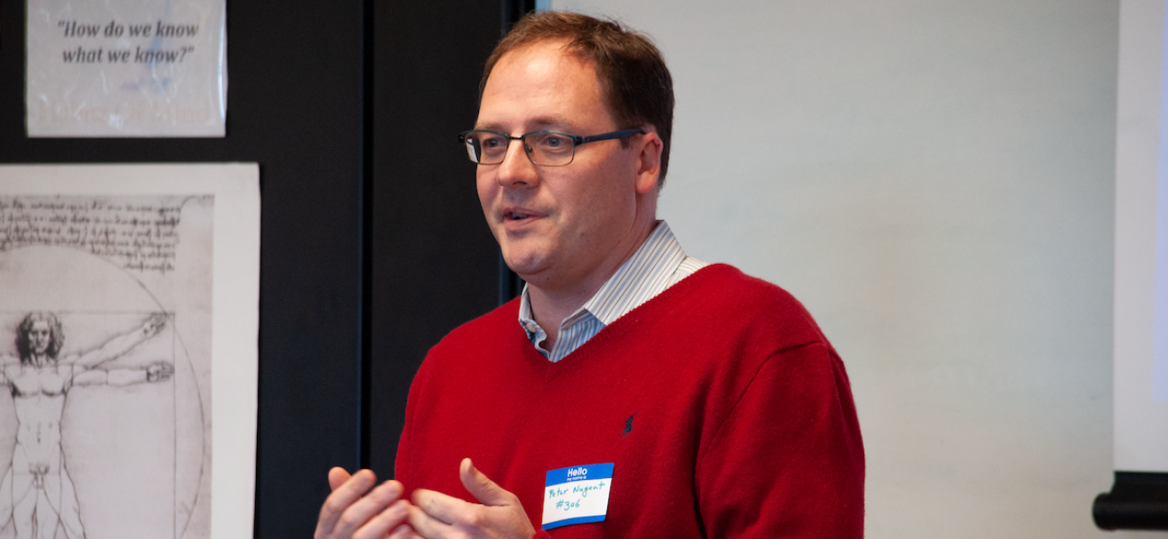 Peter Nugent in red sweater