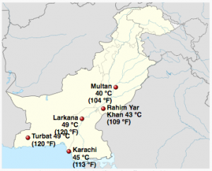 Pakistan heatwave map