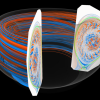 Brightly colored visualization of plasma density fluctuation