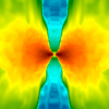 A cross-section of a model showing colliding neutron stars