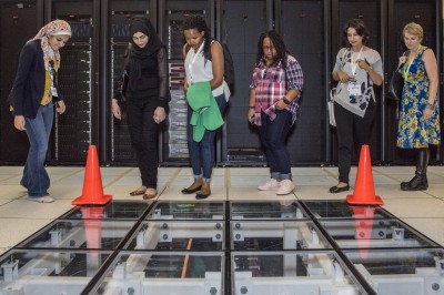 photo of women touring data center