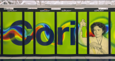 Color photo of the Cori supercomputer at NERSC