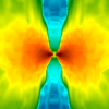 A cross-section of a model showing colliding neutron stars