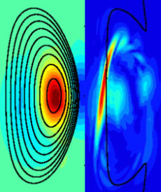 Color visualization of contour plots of magnetic-field perturbation for n equals 4