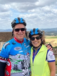 mark day and spouse amy in biking gear