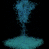 Simulation graphic of the COVID-19 spike protein simulated in an aqueous solution