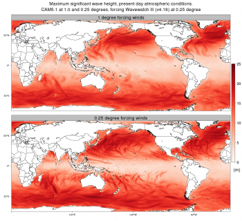  Maps depicting maximum wave height in a time series