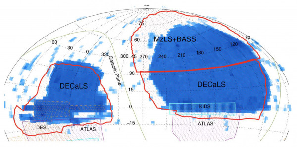 Map showing sky areas covered by DESI survey